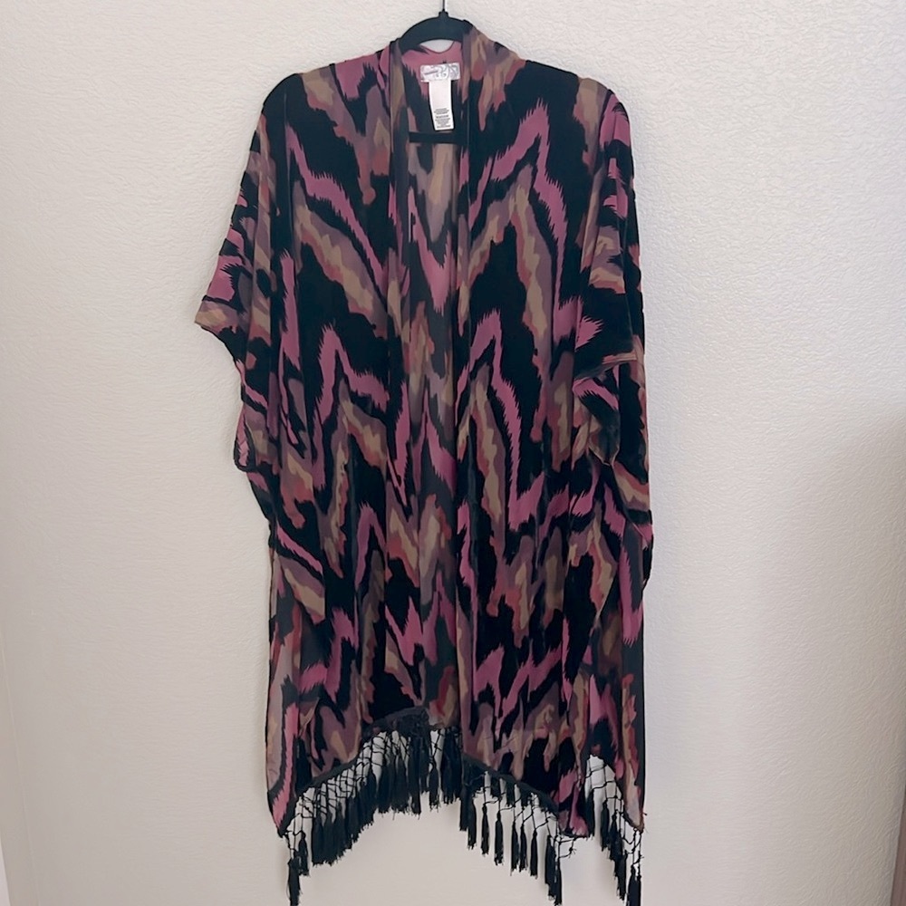Free People Dripping Velvet Burnout Kimono OS